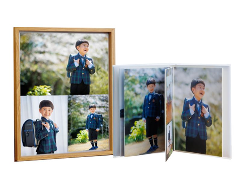 額3コマ編集とミニアルバムをセットにしたイメージ