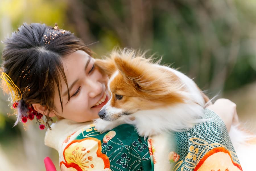 二十歳の記念　前撮り　愛犬ペットとともに　