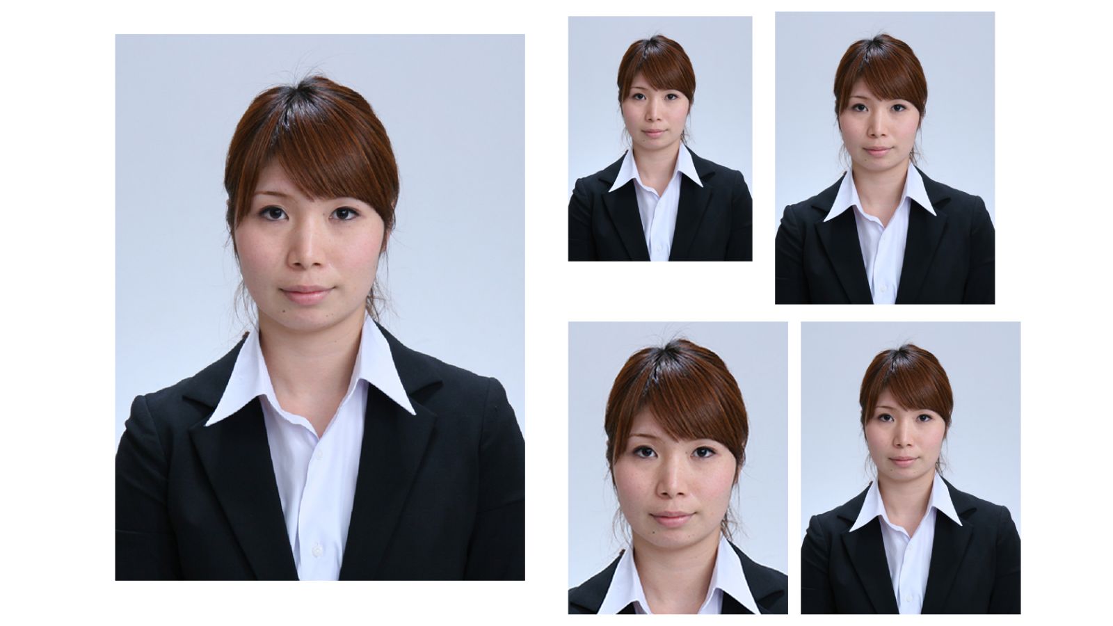 証明写真　見本　５コマ