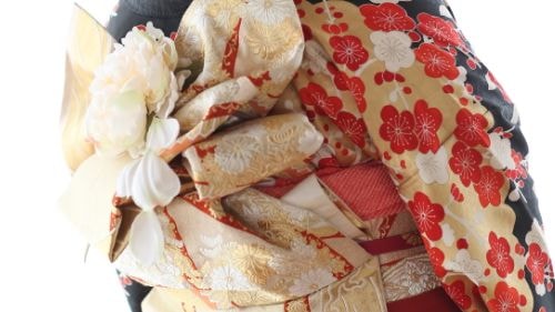 振袖姿　後ろから　帯アップ