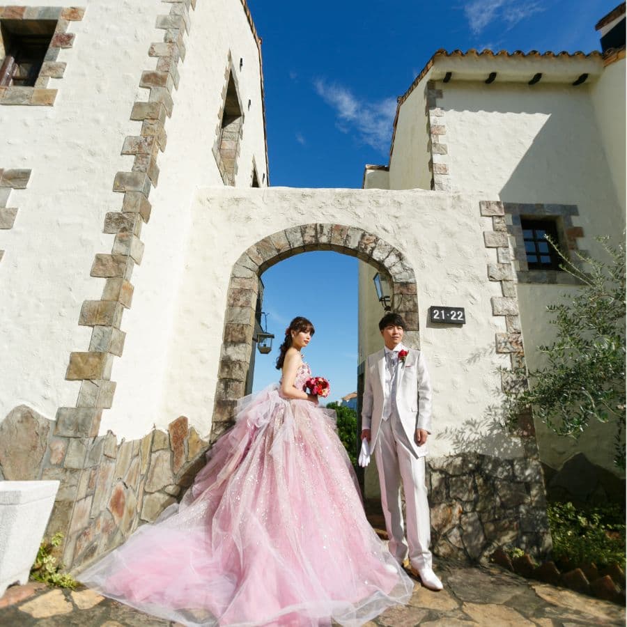 志摩地中海村にて新郎新婦のロケーション写真